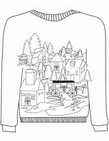 Sweater Coloring Ugly Pages Christmas Village Motif Plaid Printable Sheets Colouring Paper Getcolorings Color Popular Drawing sketch template