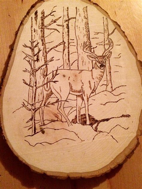 deer decor woodburning  deer   woods  tree stump outdoor