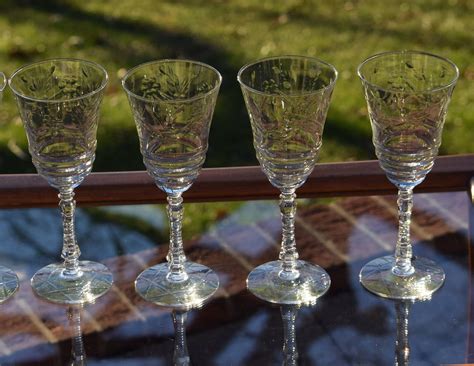 vintage etched wine glasses set of 6 rock sharpe circa 1947 wedding