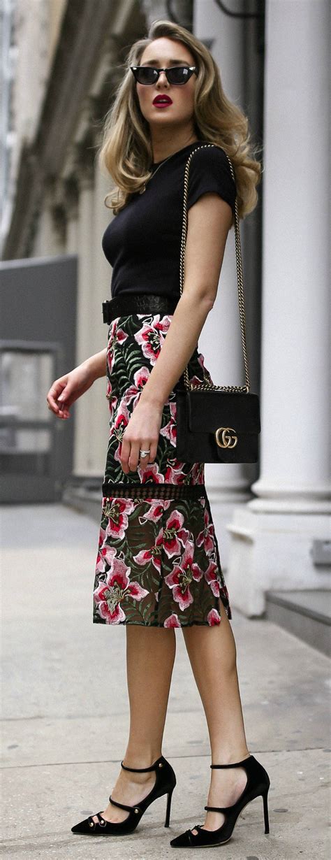 the perfect transition piece dark floral skirt dark floral midi pencil skirt black short