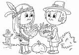 Coloring Pilgrim Pages Printable Native Pilgrims American Thanksgiving Kids sketch template