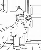Coloring Simpsons Pages Homer Colouring Simpson Print Doughnut Topcoloringpages Eating Kitchen sketch template