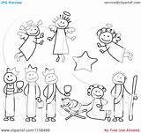Nativity Scene Clipart Stick Christmas Clip Drawings People Figures Crib Printable Illustration Royalty Franzwa Charley Vector Clipground Printablee sketch template