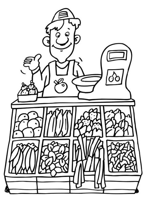 coloring page greengrocers shop  printable coloring pages