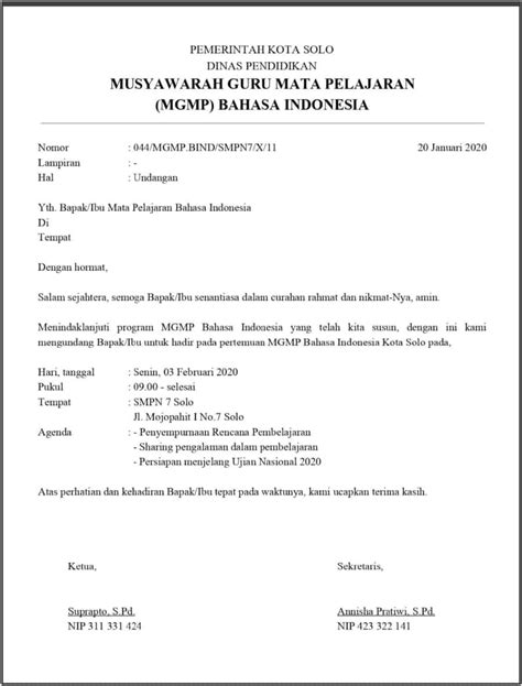 Contoh Surat Undangan Resmi Yang Baik Dan Benar Update