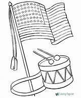 Coloring Pages Flag Printable American Patriotic July 4th States United Independence Drawing Flags Usa Drum Kids Color History Print Vector sketch template