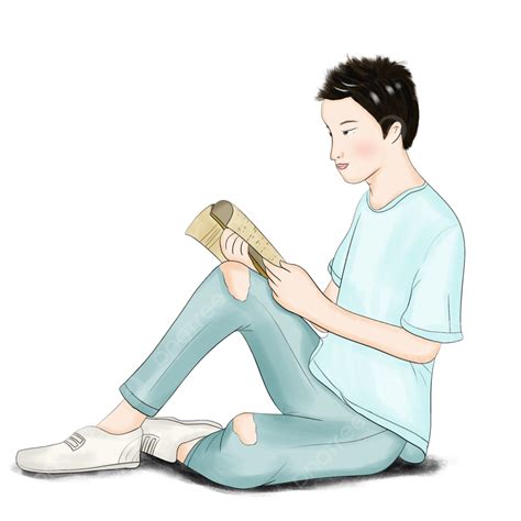 gambar kartun anak laki laki  digambar tangan  membaca buku