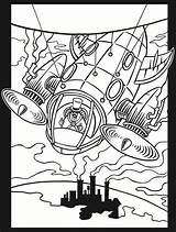 Coloring Dover Pages Sampler Steampunk Publications sketch template
