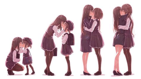 diferencia de edad besos de yuri [original] beso de anime de yuri