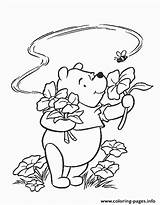 Coloring Holding Flowers Pooh Pages Printable sketch template