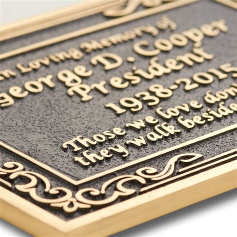 solid cast brass memorial plaque personalized  full  brass etsy