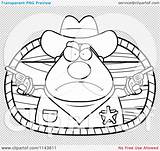 Sheriff Cowboy Outlined Coloring Clipart Cartoon Vector Thoman Cory sketch template