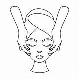 Massage Care Vector Illustration Background Facial Skin Spa Icon Face Outline Symbol Stock Woman Isolated Estheticians Drawn Hand Style Lying sketch template