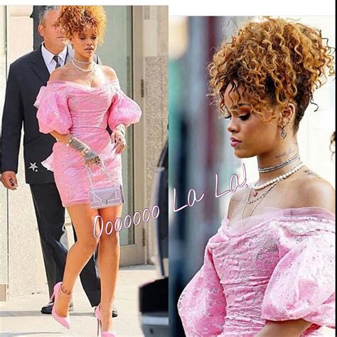 rihanna looks fab in all pink for her new fragrance launch