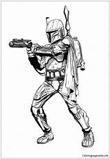 Jango Coloring Fett Wars Star Pages Cartoons Popular sketch template