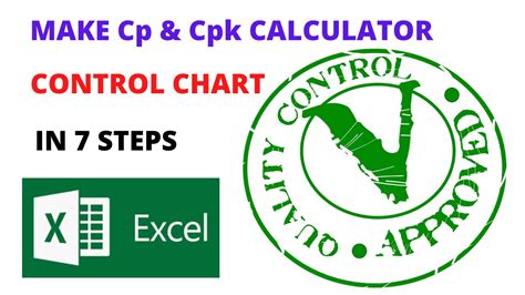 cp cpk process capability calculator  excel  control chart youtube