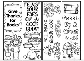 thanksgiving printable bookmarks  edugators essentials tpt