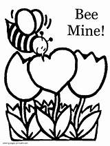 Coloring Valentine Pages Bee Printable Valentines Flowers Holidays Print sketch template