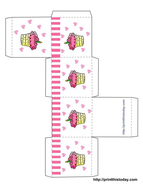 cupcake boxes template printable  printable birthday favor boxes