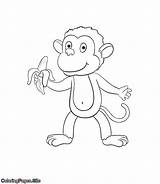 Coloring Monkey Banana Eating Pages Animals Kids Site Print Popular Most Quality High Coloringpages sketch template