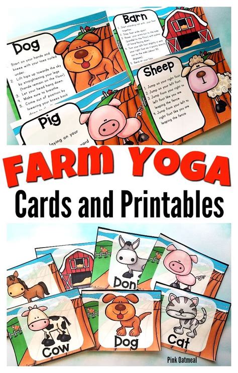farm yoga  movement pink oatmeal shop yoga cards farm preschool