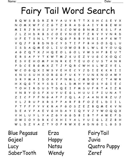 fairy tail word search wordmint