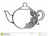 Teapot Clipart Beautiful Floral Decorated Tea Pot Clip Outline Drawing Coloring Teapots Wonderland Alice Cup Ornament Many Similarities Authors Pro sketch template