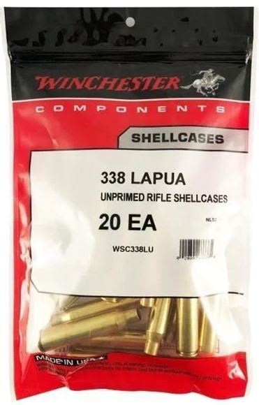winchester wsc338lu unprimed reloading brass 338 lapua magnum 20 pack