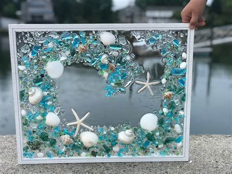 Free Shipping Large Beach Glass Coastal Windowmixed Media Etsy Sea