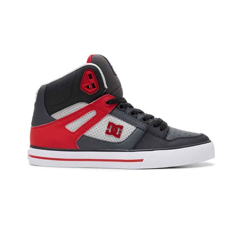 Dc Pure High Top Shoe Grey Red Footwear Shoes Sequence Surf