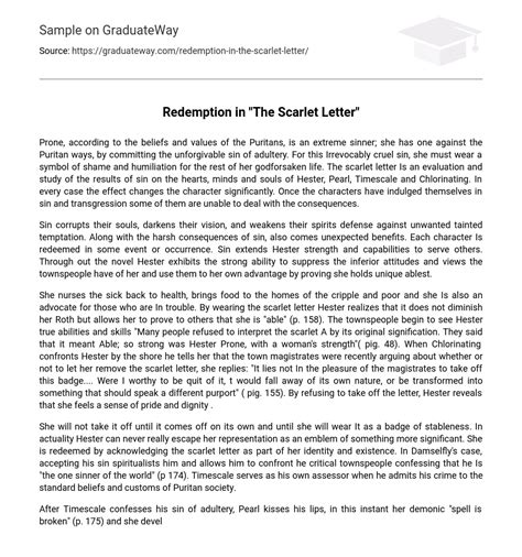 redemption   scarlet letter essay  graduateway