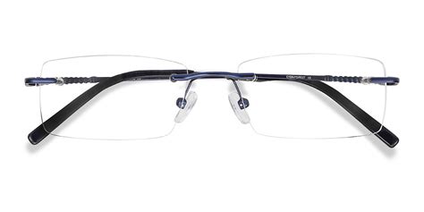 Earl Rectangle Navy Rimless Eyeglasses Eyebuydirect Eyeglasses