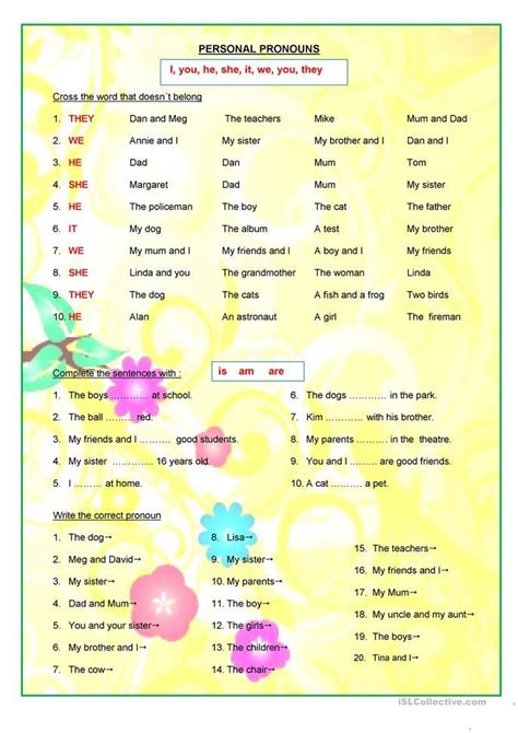 personal pronouns english esl worksheets for distance learning and