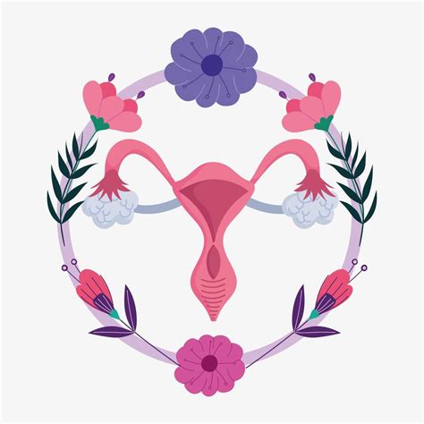Female Human Reproductive System Womb Women Sex Organ With Flowers