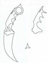 Karambit Bowie Messer Cutsheet sketch template