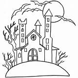 Castle Haunted Drawing Colouring Getdrawings sketch template