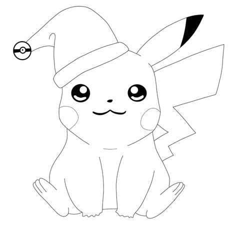 pikachu  santa hat coloring page  printable coloring pages