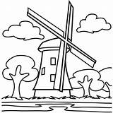 Windmill Colouring Windmills Watermill Willows sketch template