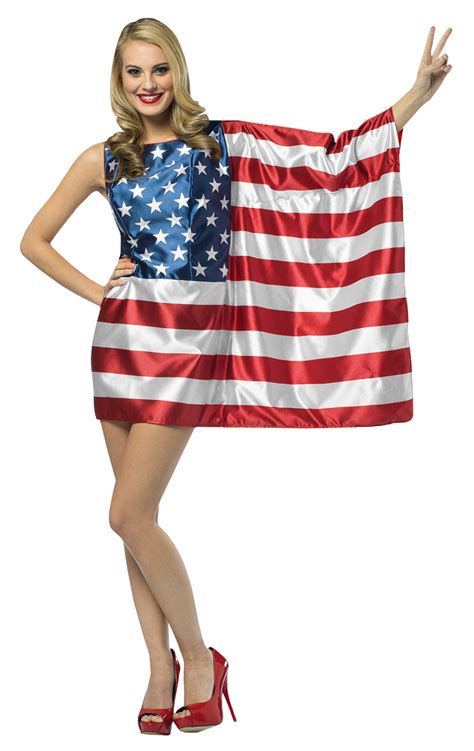 Womens 4th Of July Patriotic Flag Dress Usa Adult Costume Theme