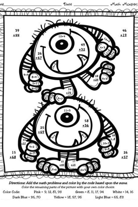 digit addition coloring pages addition coloring worksheet math
