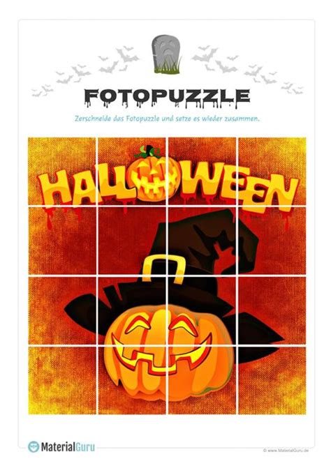 arbeitsblatt fotopuzzle halloween halloween kostenlose