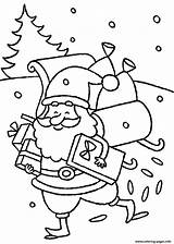 Coloring Santa Claus Presents Delivering Christmas Pages Happy Printable sketch template