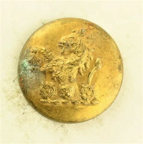 1810s 50s Livery Lion Rampant Holding Clam Shell Uniform Button