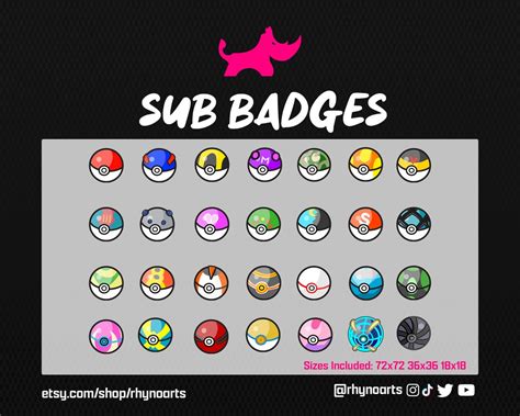 pokeball twitch  badges twitch badges cool badges etsy