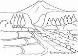 Mewarnai Pemandangan Gunung Sawah Kartun Gambarmewarnai sketch template