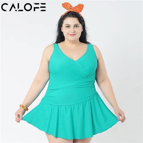 calofe sexy plus size one piece swimsuit green high waist women swim