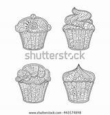 Cupcake Zentangle Zen sketch template
