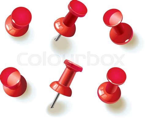 collection   red push pins stock vector colourbox