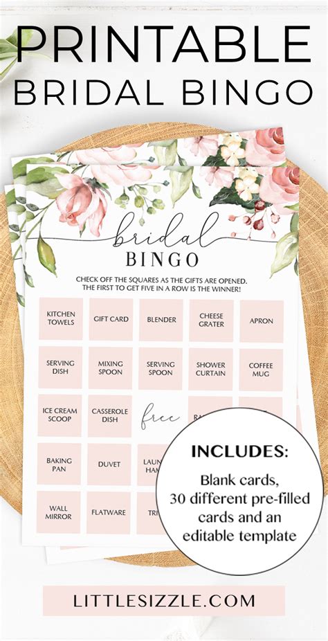 bridal bingo game template  littlesizzle     bride