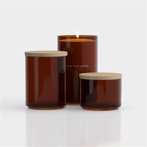 lidded candle glassceramic jars design mock  small medium